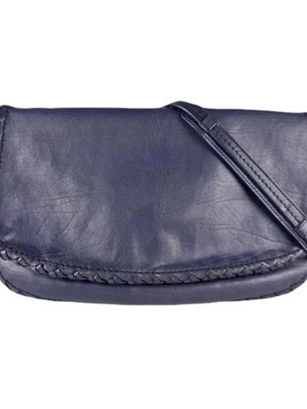 Auth BOTTEGAVENETA Intrecciato Crossbody Shoulder Bag Metallic Navy - z8622